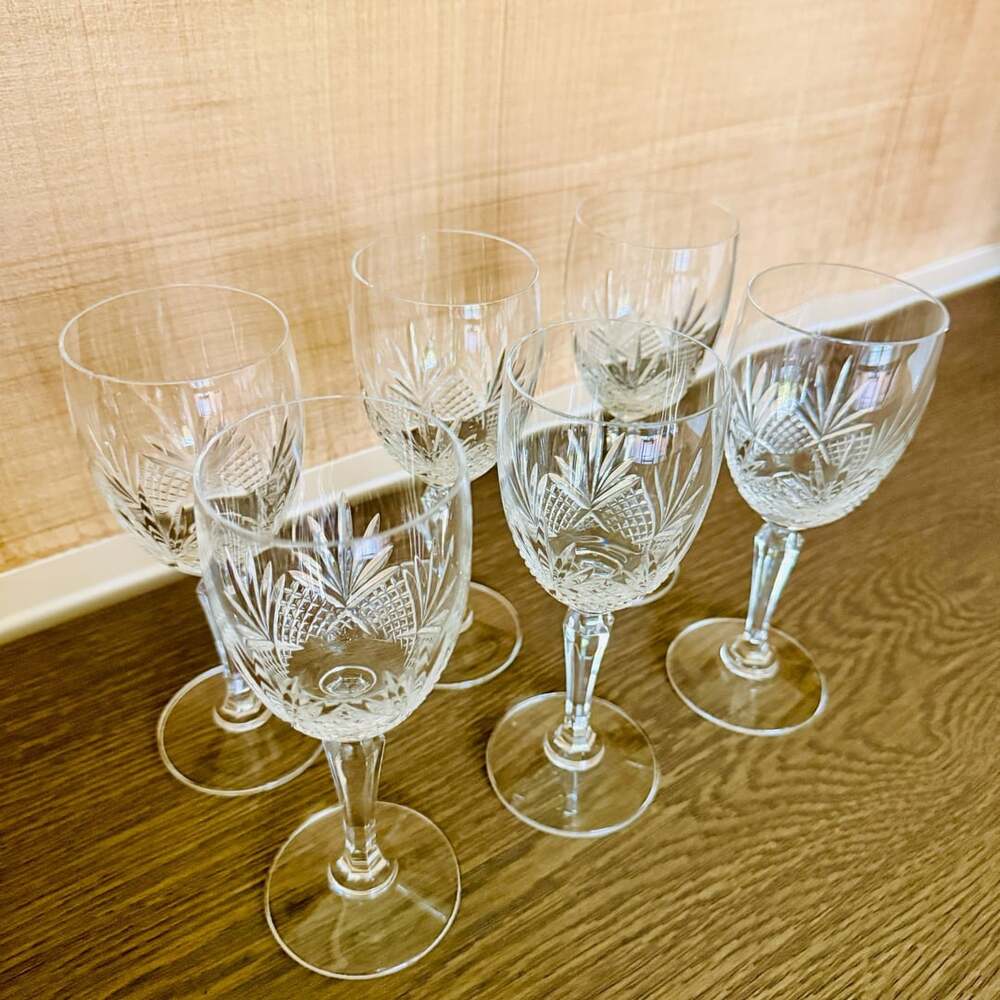Gorham Crystal Renaissance Wine Glass Set Of 6 Cut Crystal Stemware